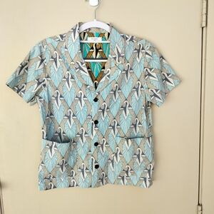 Billy Reid Blue and Gray Patterned Casual Button Down Shirt